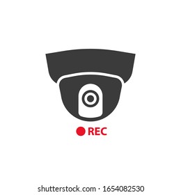 Vector CCTV camera icon on white background. Flat style