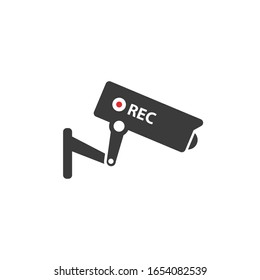Vektorillustration-CCTV-Kamera-Symbol auf weißem Hintergrund. Flachstil