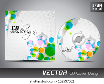 Vector CD cover design with colorful abstract on grungy grey background for your business. EPS 10. Vector illustration.