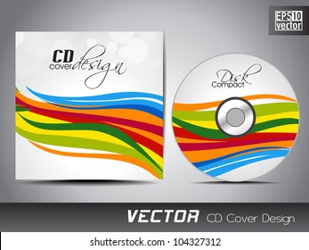 Vector CD cover design with colorful wave pattern. EPS 10. Vector illustration.