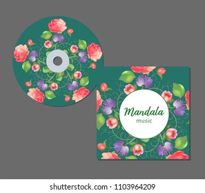 Vector CD cover design. Editable templates. Floral Design