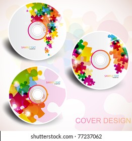 Vector CD cover design. Editable templates. Puzzle Design