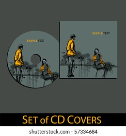 vector cd cover design template with grunge background