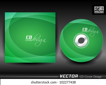 Vector CD cover in  green color with wave effect and space for your text. EPS 10. Vector illustration.
