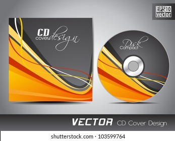 Vector CD cover in grey color with colorful wave pattern and space for your text. EPS 10. Vector illustration.