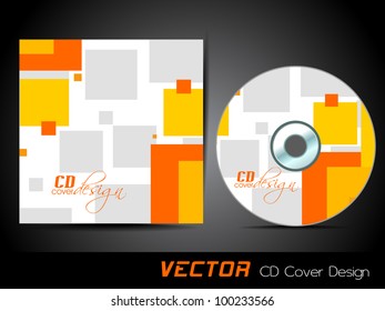 Vector CD cover in orange and yellow color on abstract background and space for your text. EPS 10. Vector illustration.