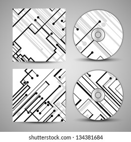 Vector cd cover  set for your design, circuit board Illustration.