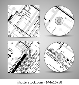 Vector cd cover  set for your design, circuit board Illustration.