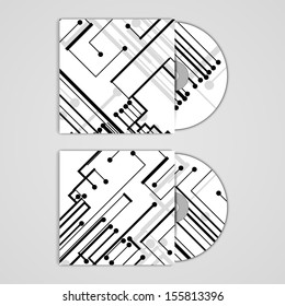 Vector cd cover  set for your design, circuit board Illustration.