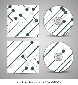 Vector cd cover  set for your design, circuit board Illustration.