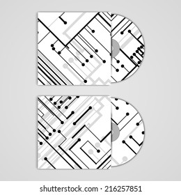 Vector cd cover  set for your design, circuit board Illustration.