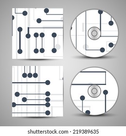 Vector cd cover  set for your design, circuit board Illustration.