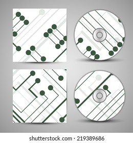 Vector cd cover  set for your design, circuit board Illustration.