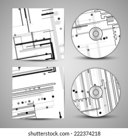 Vector cd cover  set for your design, circuit board Illustration.