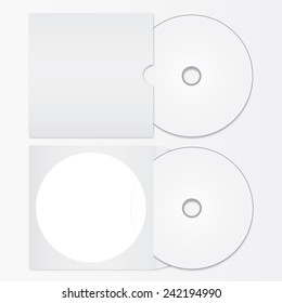 Cd template with blank label - vector illustration. White blank sample DVD.  Isolated white background Stock Vector