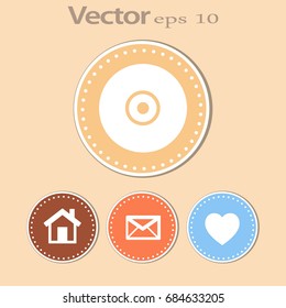 Vector CD or DVD icon, vector illustration. Flat design style
