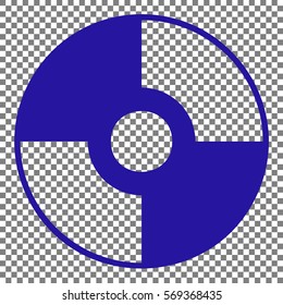 Vector CD or DVD sign. Blue icon on transparent background.