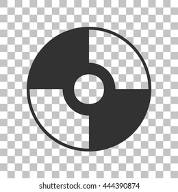 Vector CD or DVD sign. Dark gray icon on transparent background.