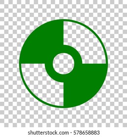 Vector CD or DVD sign. Dark green icon on transparent background.
