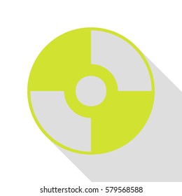 Vector CD or DVD sign. Pear icon with flat style shadow path.