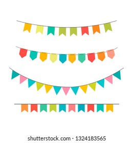 Vector Celebrate Background Party Flags With Confetti