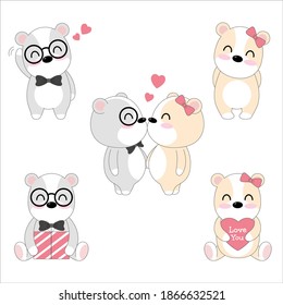 Vector celebratioin set of cute dog loving couple. eps 10 vector