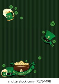 vector celebration background with patrick day elements and ribbon
