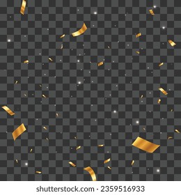 Vector celebration background template with confetti gold ribbons