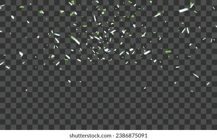 Vector celebration background template with confetti green ribbons. luxury greeting rich card.