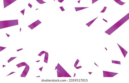 Vector celebration background template with purple confetti ribbons frame. luxury greeting rich card.
