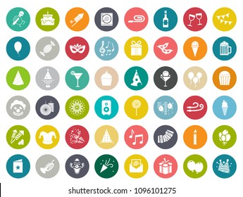 Vector Celebration Birthday Party Icons - Event Happy Birthday Party