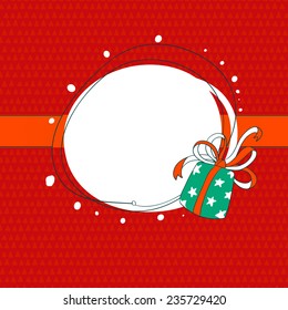 Vector celebration card. Hand drawing holidays background. Gift box illustration.