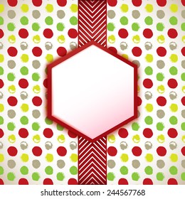 Vector celebration card with sticker. Decorative design elements. Hand drawing dots.