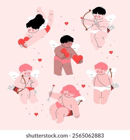 Vector Celebration Cupid Valentine Day Element Collection Set