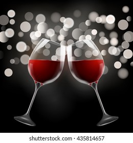 Vector celebration design with winglass and bokeh lighs. Show event celebration concept.