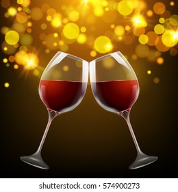 Vector celebration design with winglass and bokeh lighs. Show event celebration concept
