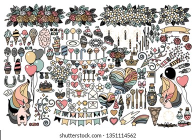 vector celebration objects set