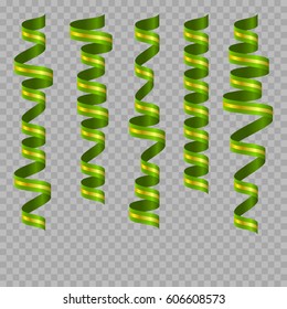 Vector celebration template with serpentine and confetti and  carnival ribbon on transparent background. Holiday backgrop.