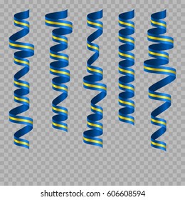 Vector celebration template with serpentine and confetti and  carnival ribbon on transparent background. Holiday backgrop.