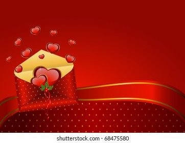 Vector celebratory envelope with hearts
