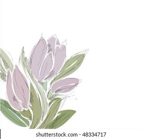 VECTOR Celebratory spring background with tulips