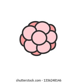 Vector cell, caviar, reptile egg flat color line icon.