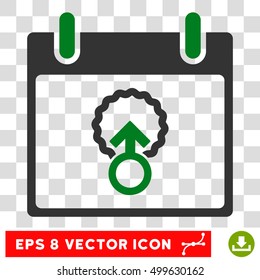 Vector Cell Penetration Calendar Day EPS vector pictograph. Illustration style is flat iconic bicolor green and gray symbol on a transparent background.