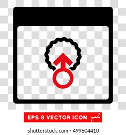 Vector Cell Penetration Calendar Page EPS vector pictograph. Illustration style is flat iconic bicolor intensive red and black symbol on a transparent background.