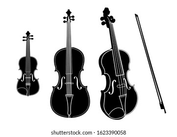 Vector cello and violin isolated on white