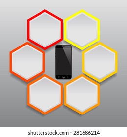 Vector cellphone concept for Business,Infographic. 
