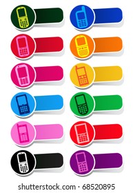 Vector Cellphone Icons / Labels in colors