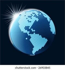 Vector cellular network theme. More vector globes see in my portfolio