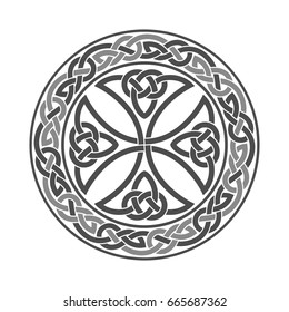 Vector celtic cross. Ethnic ornament. Geometric design.