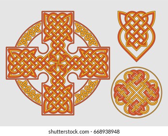 Vector celtic cross. Ethnic ornament Geometric design T-shirt print Vector illustration set